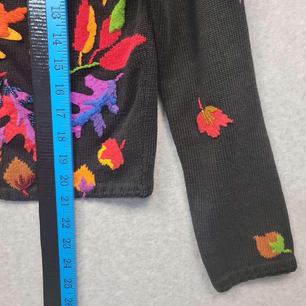 Vintage MICHAEL SIMON Cardigan Sweater Sz S Fall Leaves Acorns Beads Embroidered - Picture 15 of 16